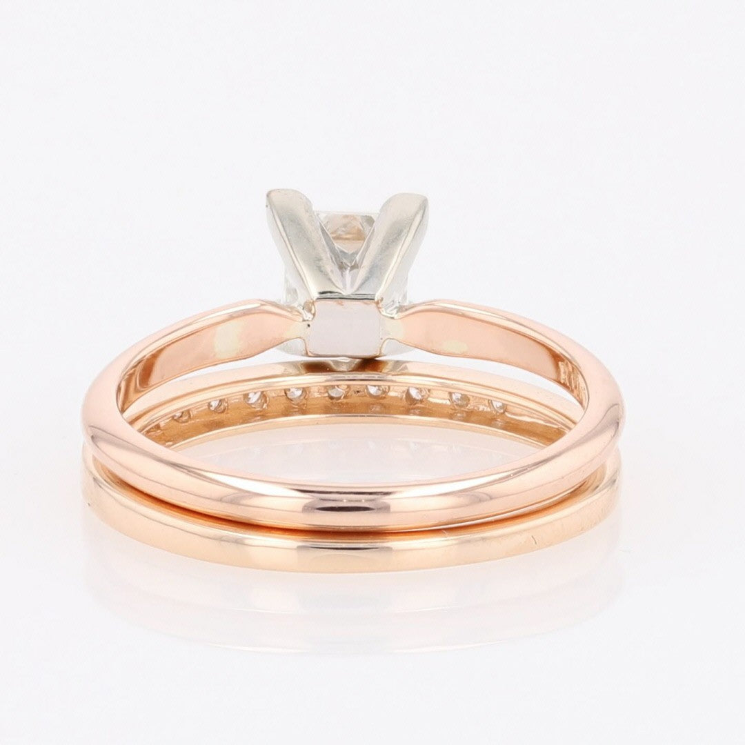 0.81ct Princess Diamond Solitaire with Accent Ring — GIA Certified, 14k Rose Gold