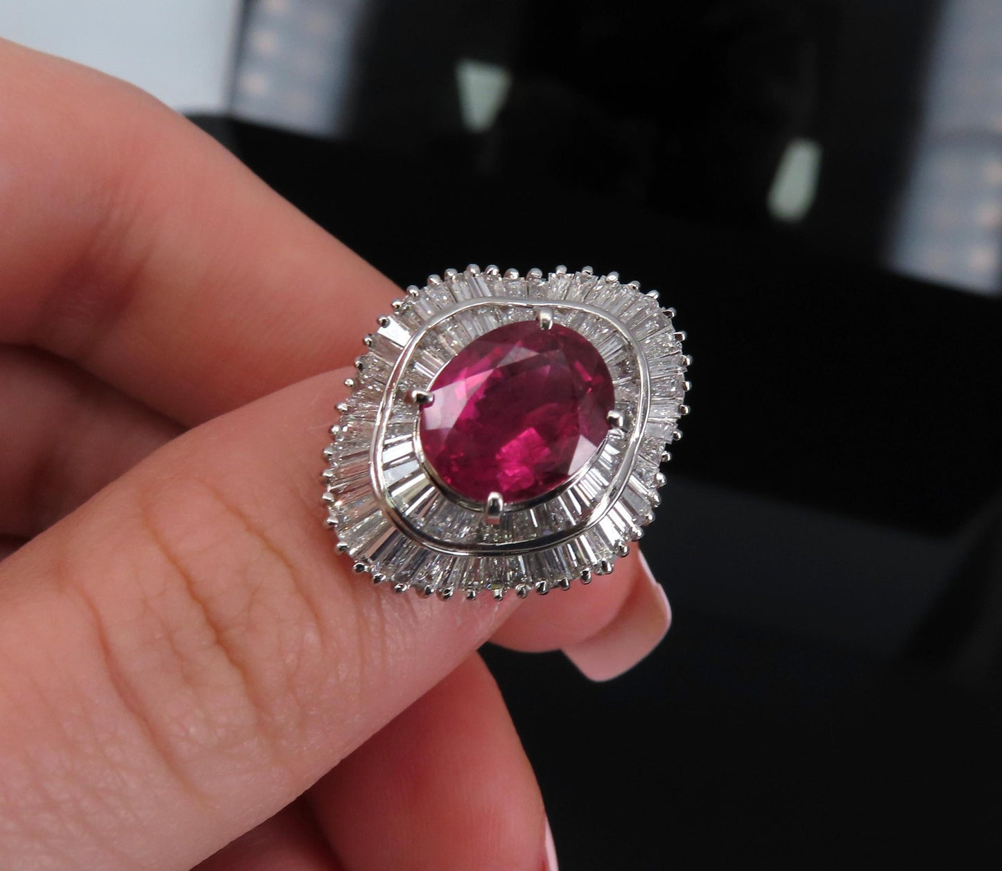 3.04ct Oval Ruby & 1.64ct Diamond Ring — GIA Certified, Platinum
