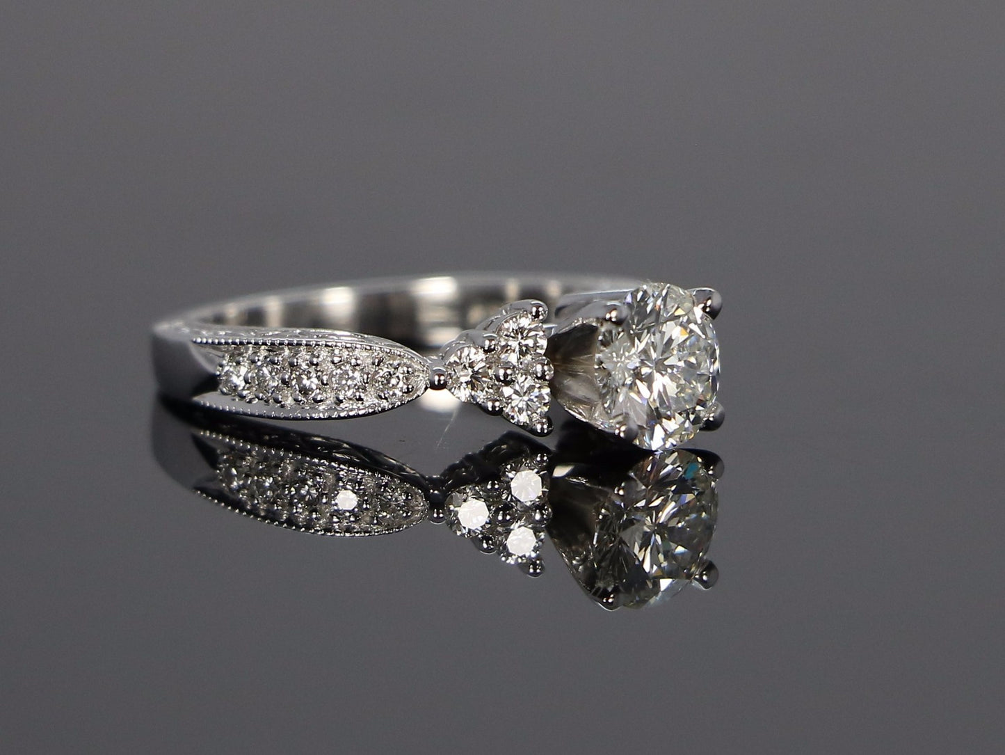 1.06ct Round Modified Brilliant Diamond Engagement Ring — GIA Certified, 14k White Gold