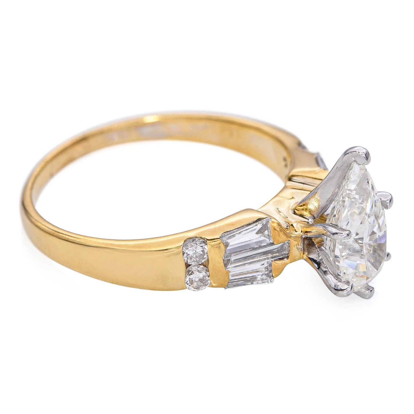 1.26ct Pear Brilliant Diamond Vintage Ring — GIA Certified, 14k Yellow Gold