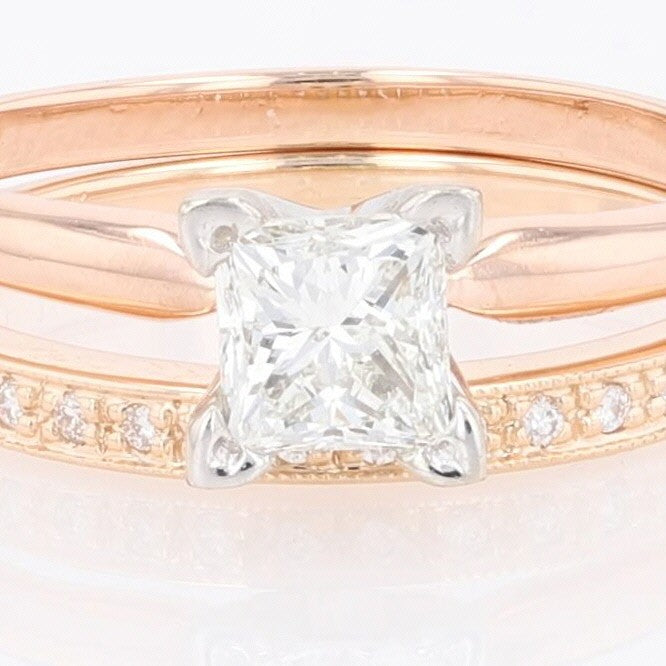 0.81ct Princess Diamond Solitaire with Accent Ring — GIA Certified, 14k Rose Gold