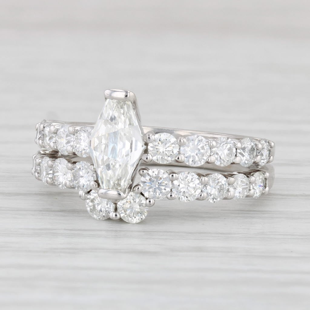 0.75ct Modified Hexagonal Mixed Cut Diamond Bridal Set — GIA Certified, 18k White Gold