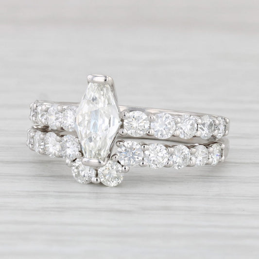 0.75ct Modified Hexagonal Mixed Cut Diamond Bridal Set — GIA Certified, 18k White Gold