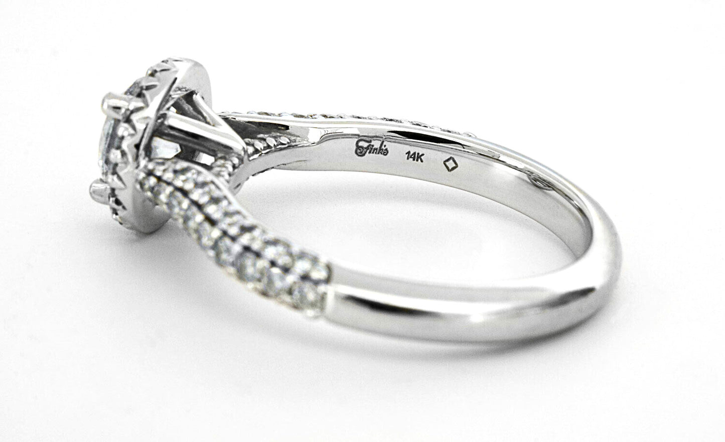 0.71ct Round Brilliant Diamond Halo Engagement Ring — GIA Certified, 14k White Gold