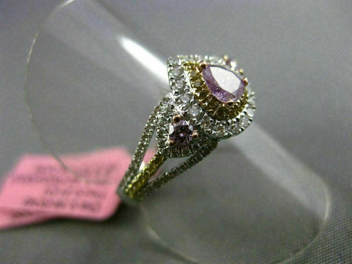 0.79ct Pear Diamond Halo Engagement Ring — GIA Certified, 18k Tri-Color Gold