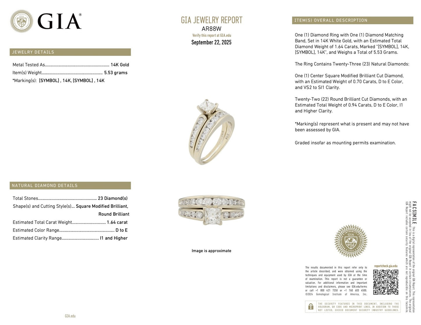1.64ct Princess Cut Diamond Engagement Ring — GIA Certified, 14k Multi-Tone Gold