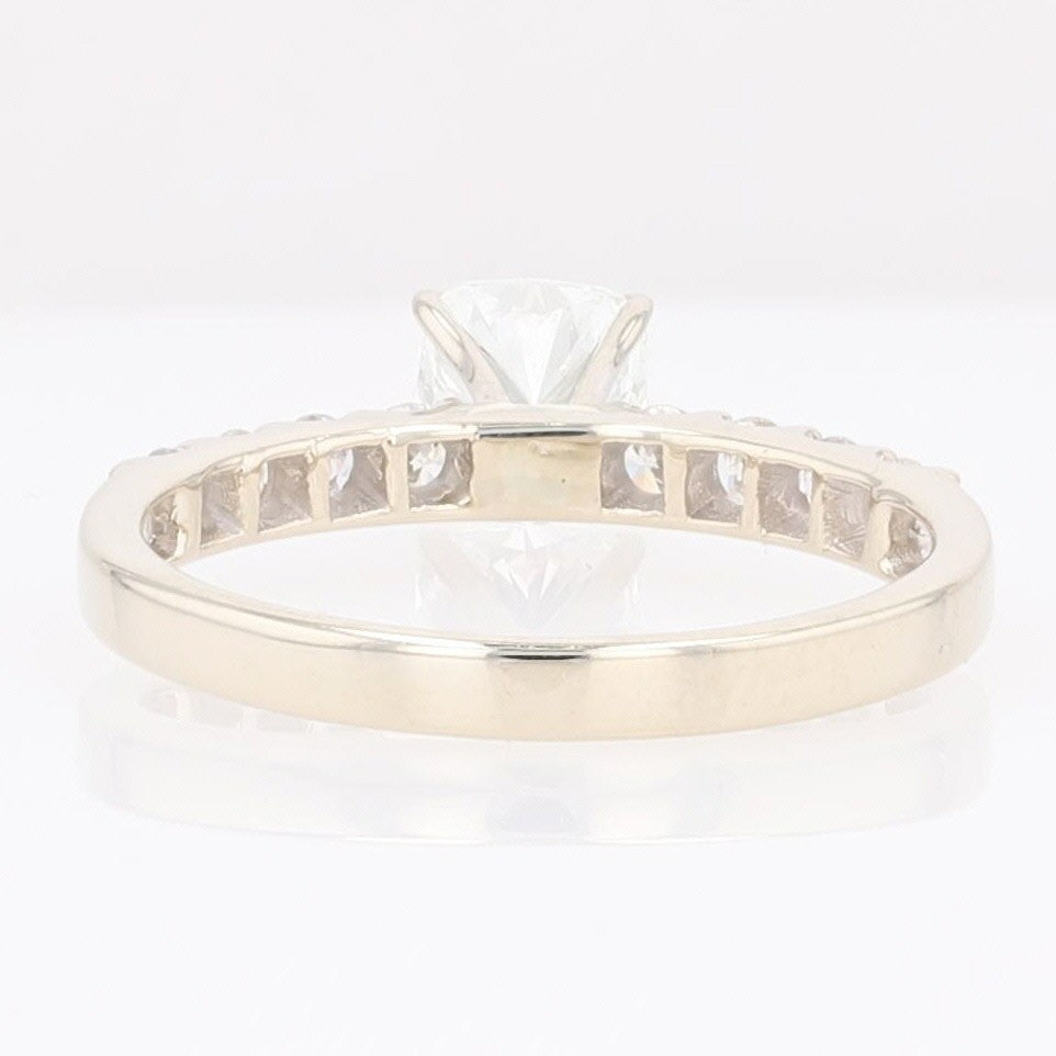 1.36ct Cushion Diamond Solitaire with Accents Ring — GIA Certified, 14k White Gold