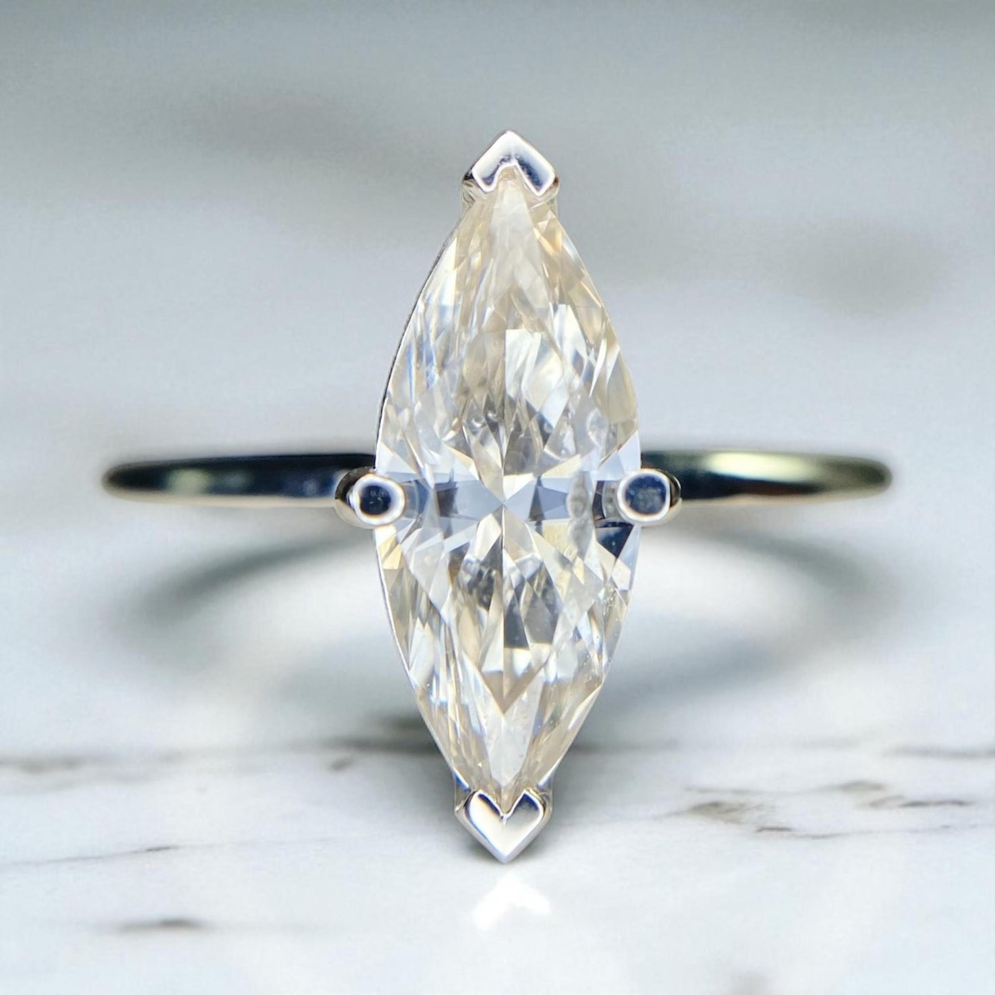 1.06ct Marquise Diamond Solitaire Ring — GIA Certified, 14k White Gold