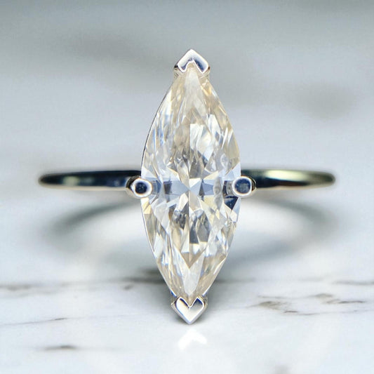 1.06ct Marquise Diamond Solitaire Ring — GIA Certified, 14k White Gold