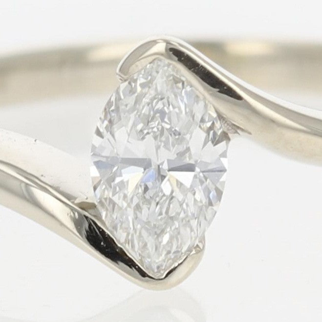 0.46ct Marquise Diamond Solitaire Ring — GIA Certified, 14k White Gold