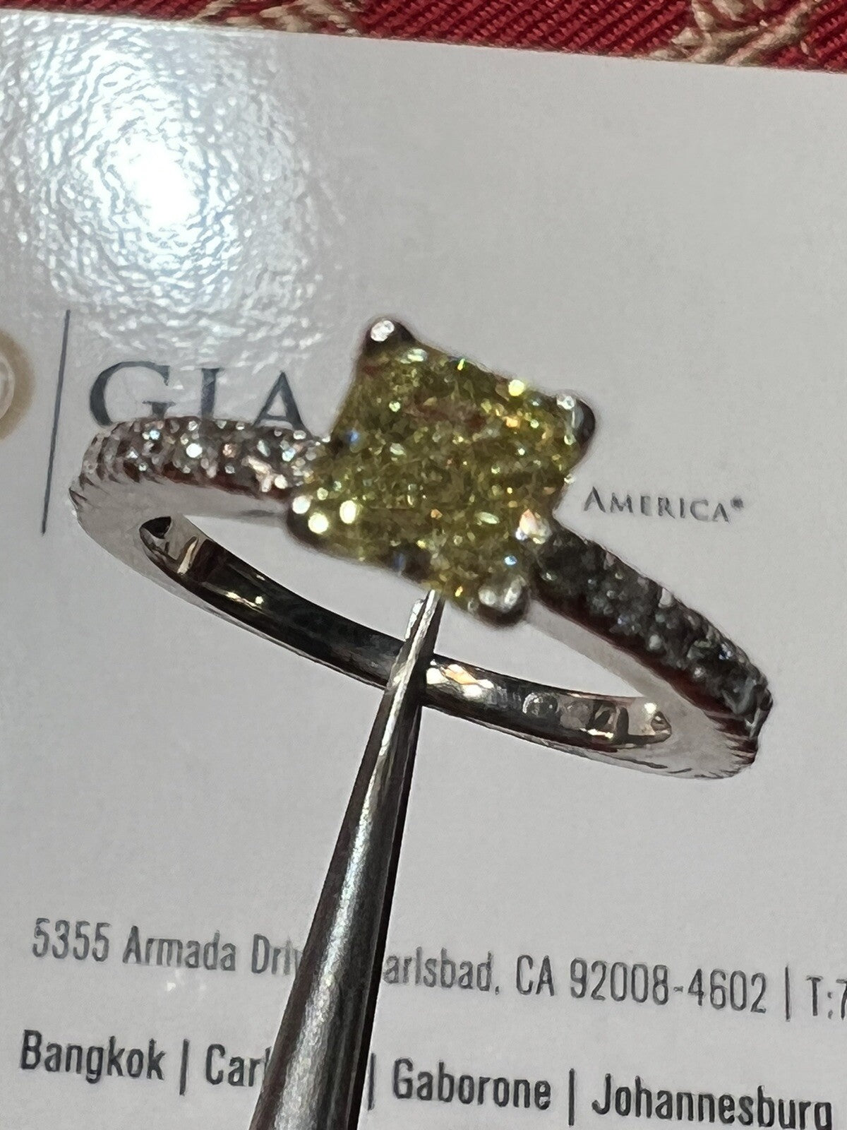 0.85ct Fancy Yellow Diamond Cushion Engagement Ring — GIA Certified, 18k White Gold