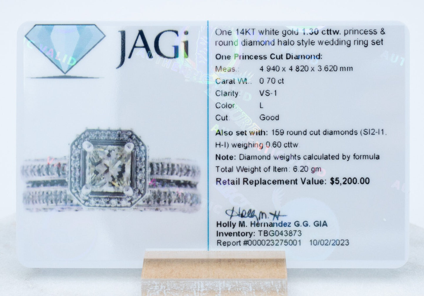 1.30ct Princess Cut Diamond Engagement Ring — GIA Certified, 18k White Gold
