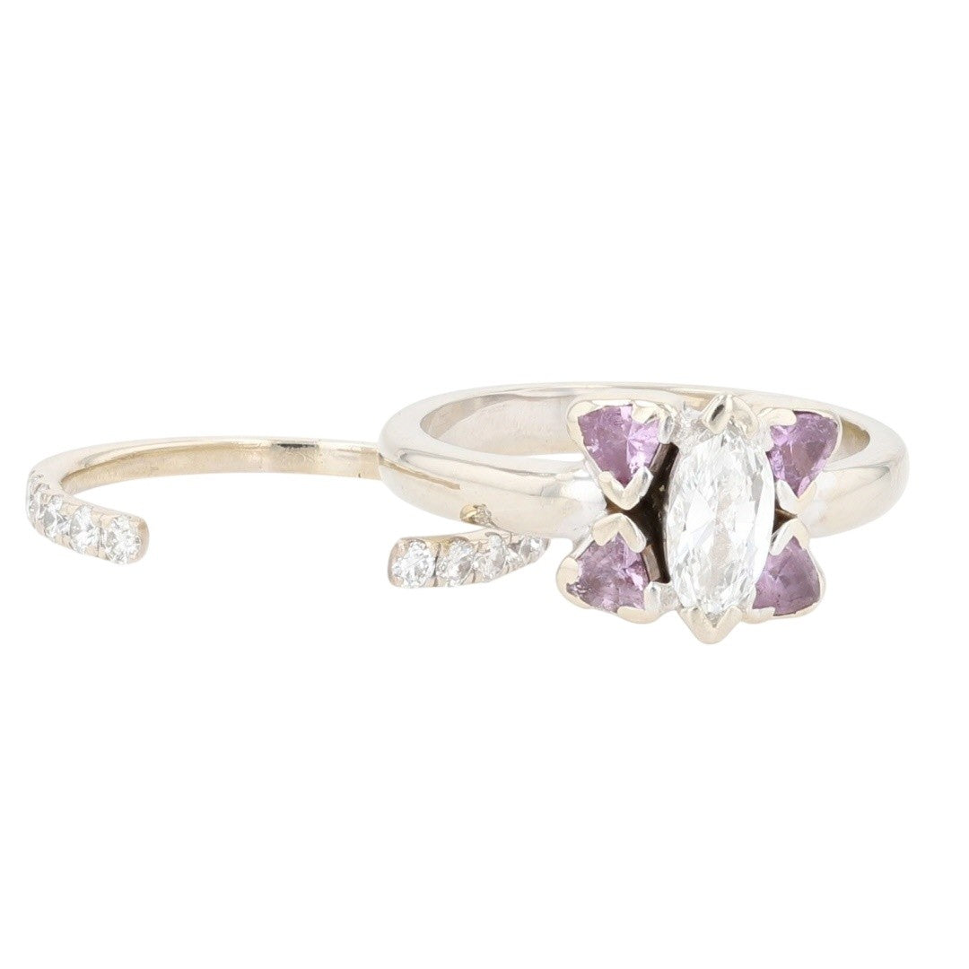 1.7ct Marquise Diamond Wedding Set — GIA Certified, 14k White Gold