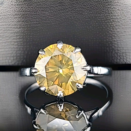 3.95ct Round Brilliant Natural Deep Yellow Diamond Ring — GIA Certified, Platinum
