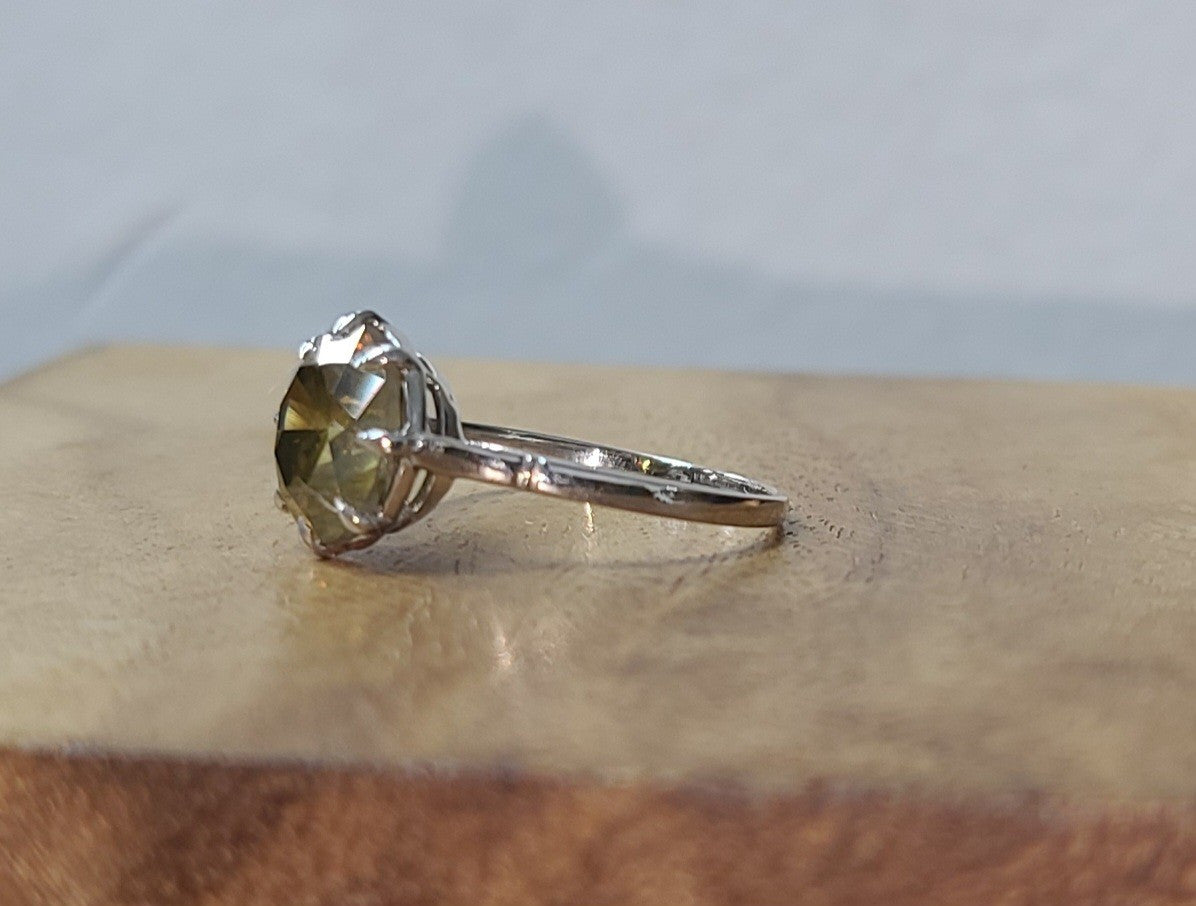 3.95ct Round Brilliant Natural Deep Yellow Diamond Ring — GIA Certified, Platinum
