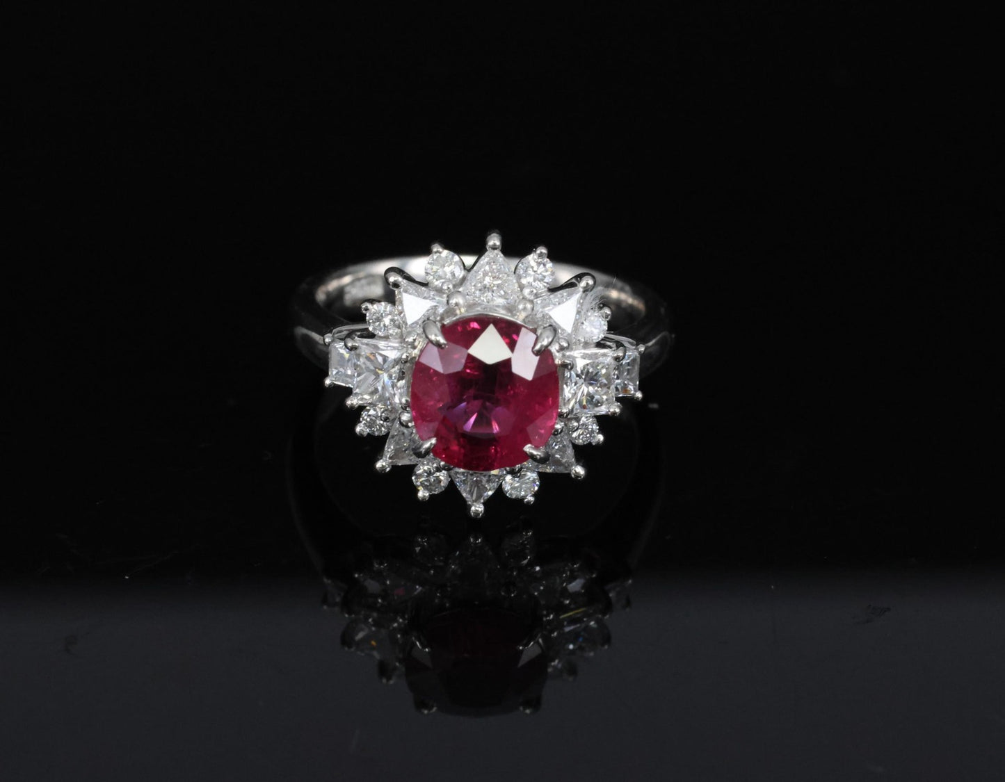 2.36ct Cushion Ruby & 1.02ct Diamond Ring — GIA Certified, Platinum