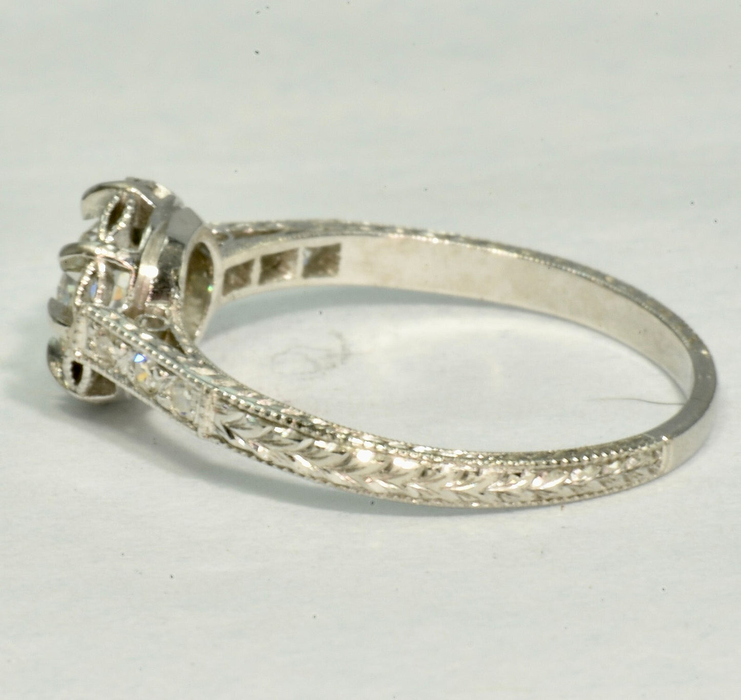 0.49ct Round Brilliant Art Deco Diamond Ring — GIA Certified, Platinum