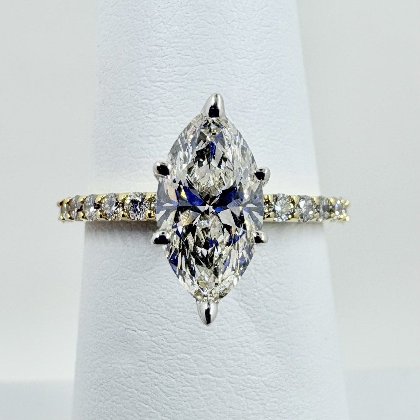 0.90ct Marquise Diamond Engagement Ring — GIA Certified, 14k Two-Tone Gold