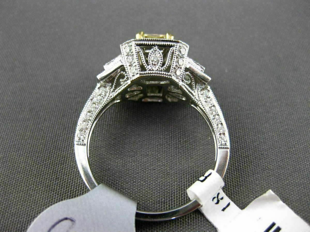 2.04ct Fancy Yellow Diamond 3-Stone Halo Ring — GIA Certified, 18k Two-Tone Gold