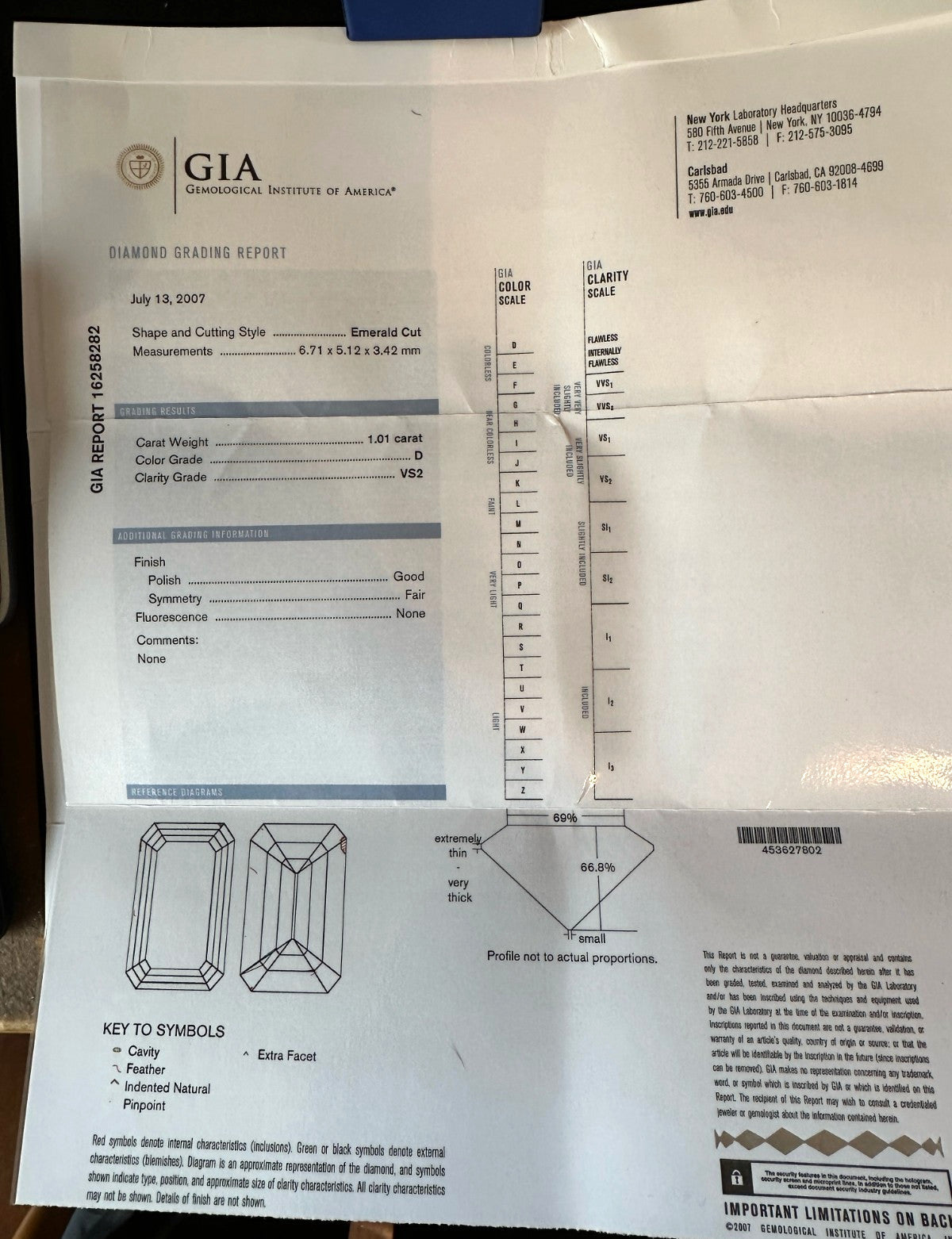 1.01ct Emerald Cut Diamond Engagement Ring — GIA Certified, 18k White Gold