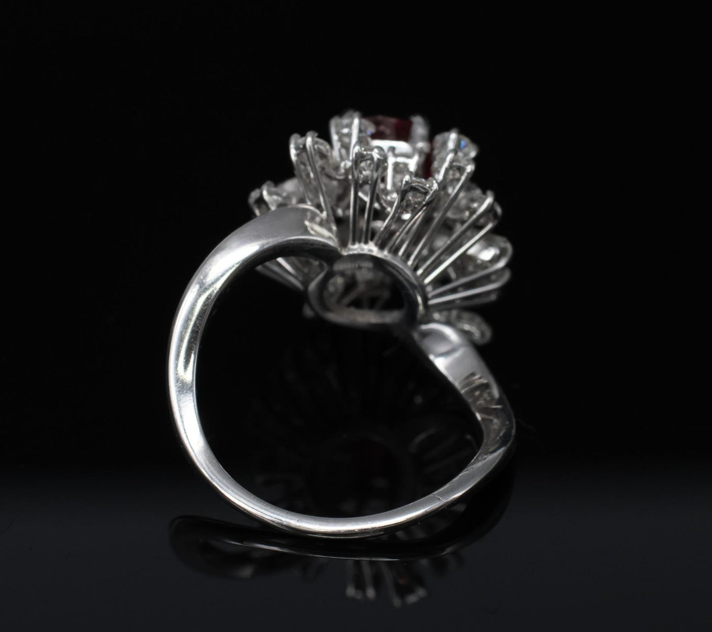 1.67ct Cushion Ruby & 1.50ct Diamond Cocktail Ring — GIA Certified, 18k White Gold