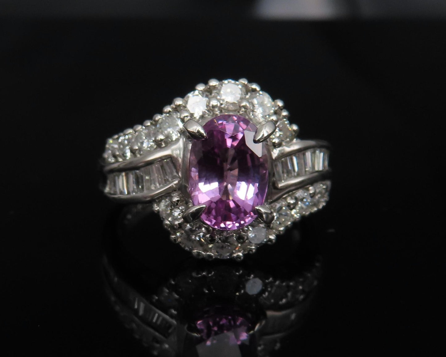 2.02ct Oval Pink Sapphire & 1.00ct Diamond Ring — GIA Certified, Platinum