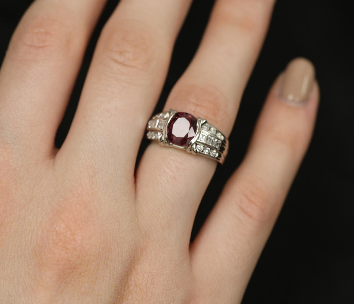 3.04ct Cushion Cut Ruby & Diamond Ring — GIA Certified, Platinum
