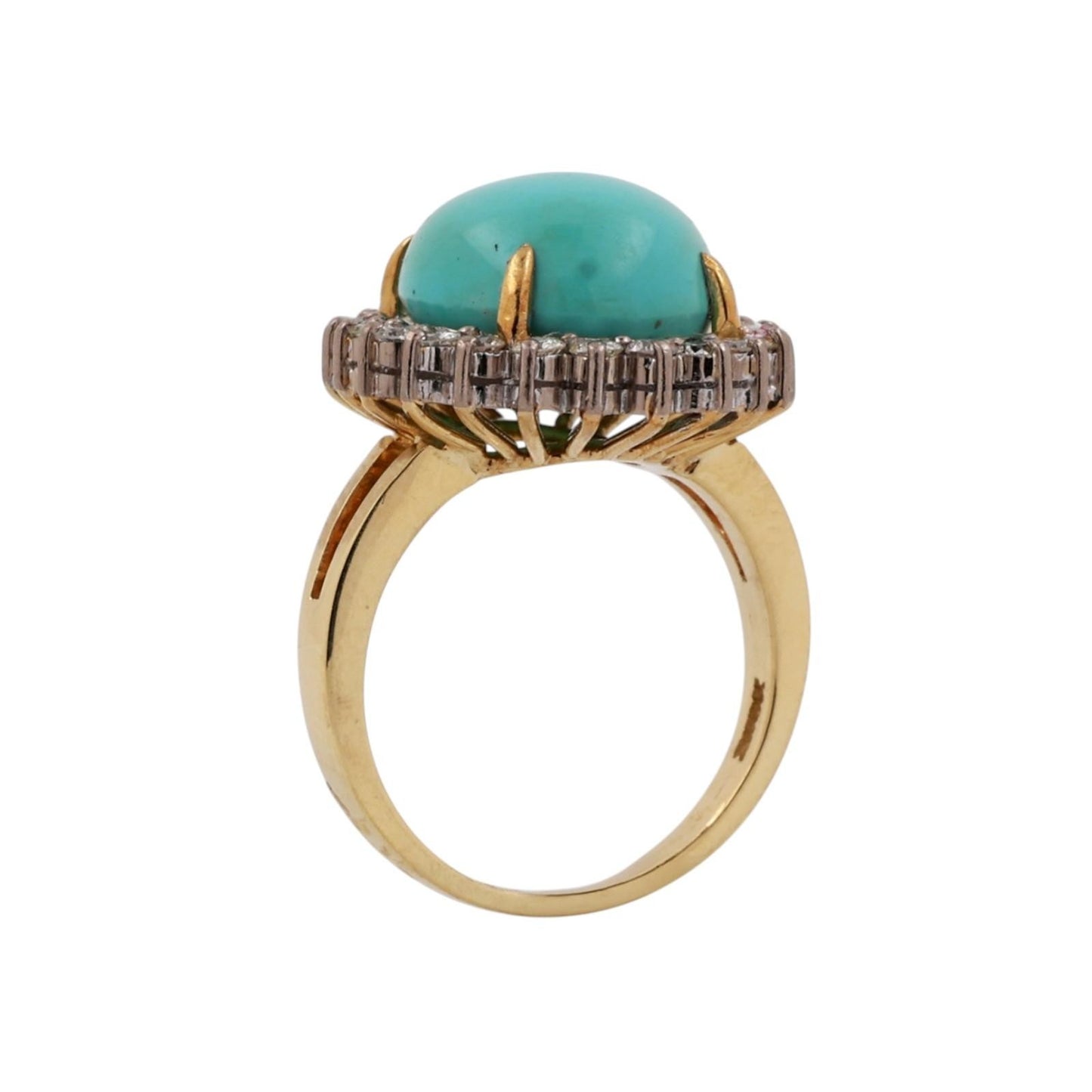 7.25ct Oval Turquoise Halo Diamond Ring — GIA Certified, 18k Two-Tone Gold