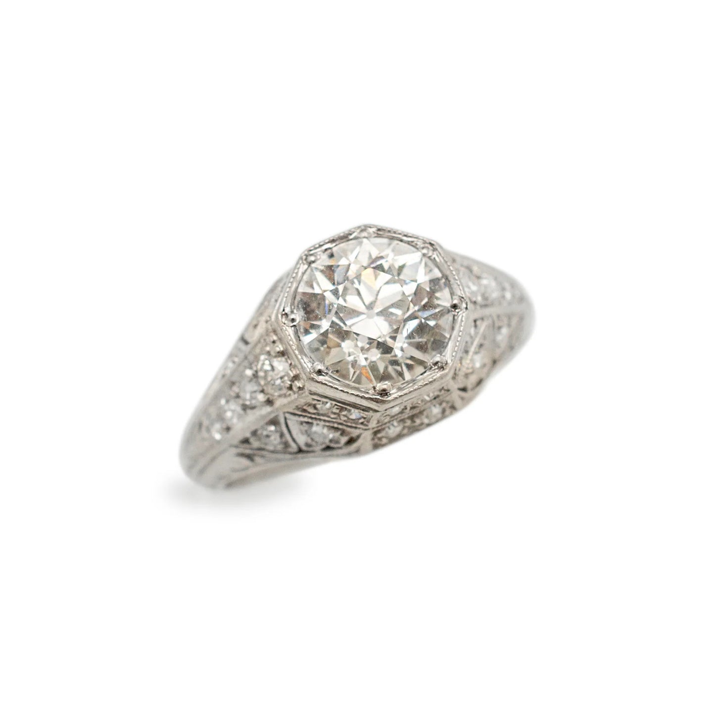 1.71ct Princess Diamond Milgrain Engagement Ring — GIA Certified, 14k White Gold