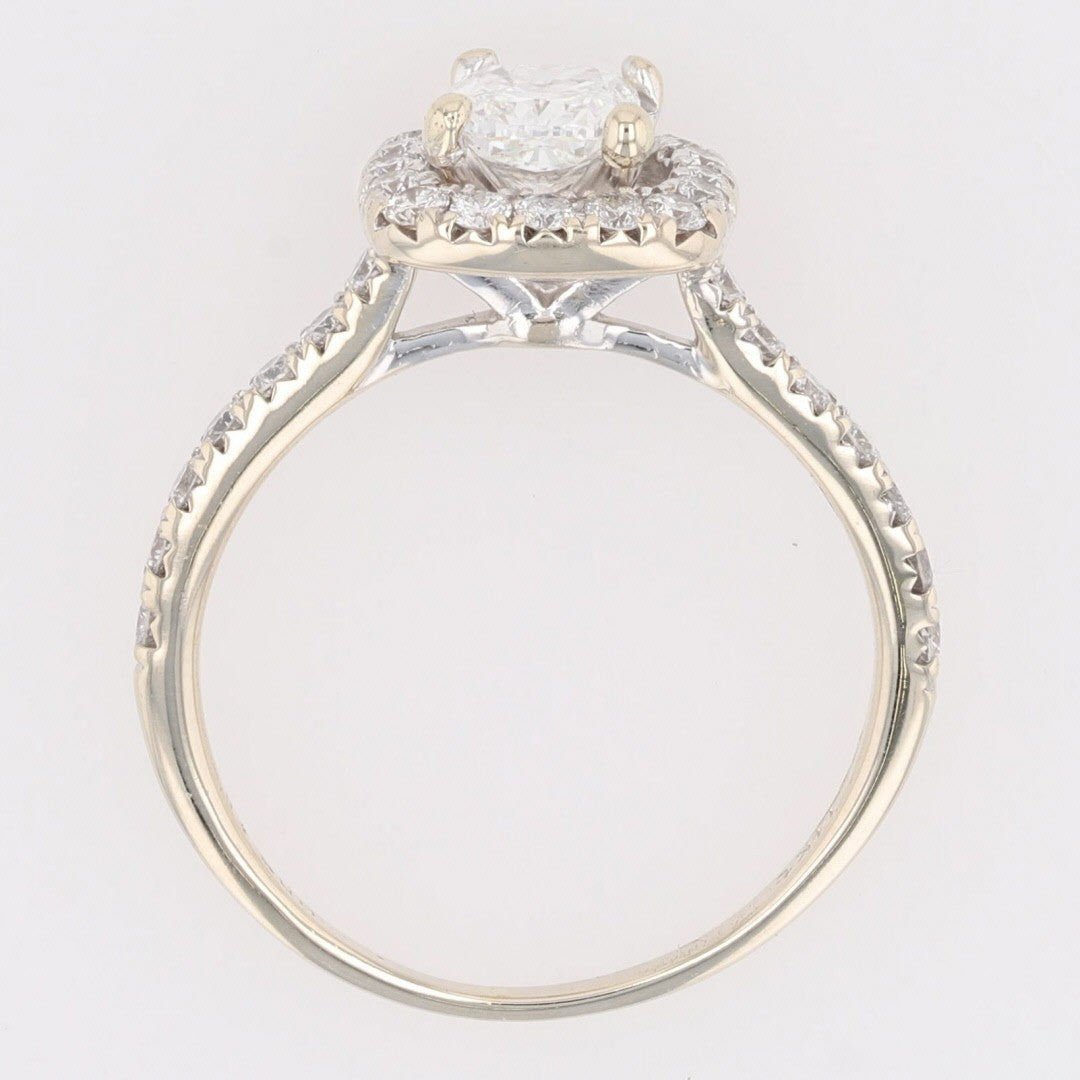 1.13ct Cushion Diamond Halo Engagement Ring — GIA Certified, 14k White Gold