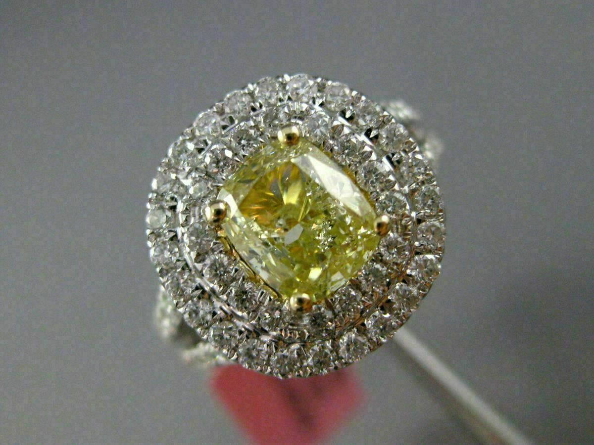 2.16ct Cushion Diamond Double Halo Engagement Ring — GIA Certified, 18k Two-Tone Gold
