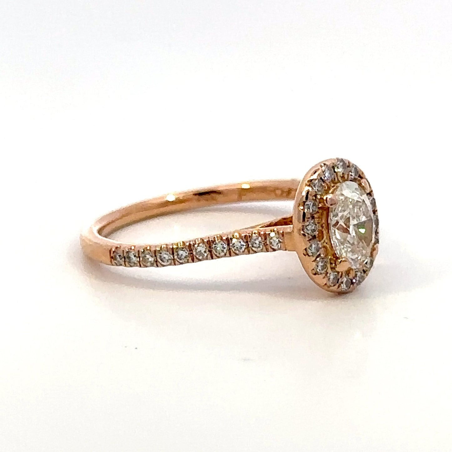 0.50ct Oval Brilliant Diamond Halo Ring — GIA Certified, 14k Rose Gold