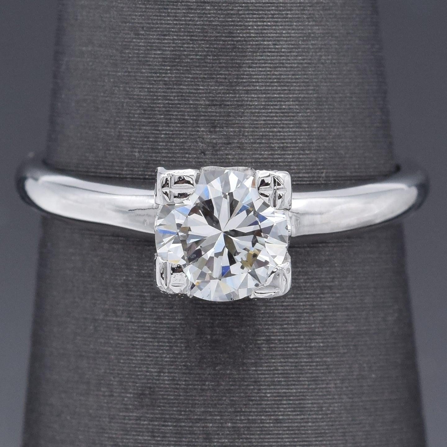 0.71ct Round Brilliant Champagne Diamond Vintage Ring — GIA Certified, Platinum