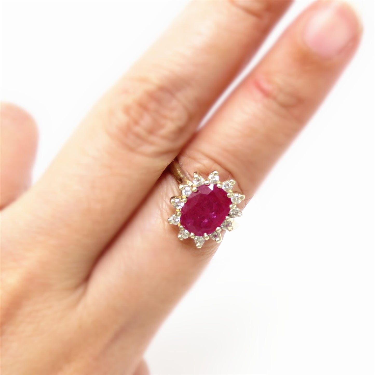 3.18ct Diamond & Ruby 3D Halo Ring — GIA Certified, 18k Two-Tone Gold