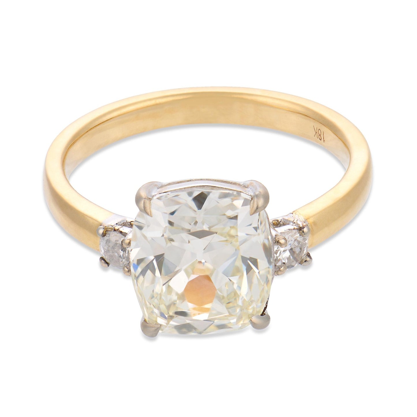 3.02ct Old Mine Cut Diamond Solitaire Ring — GIA Certified, Multi-Tone Gold