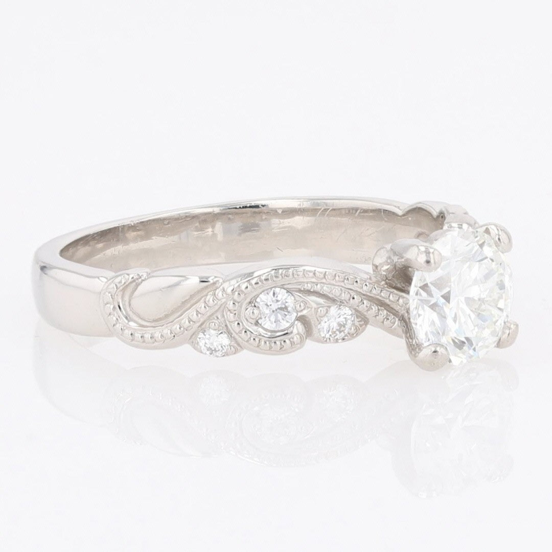 1.00ct Round Brilliant Diamond Solitaire with Accents Ring — GIA Certified, Platinum