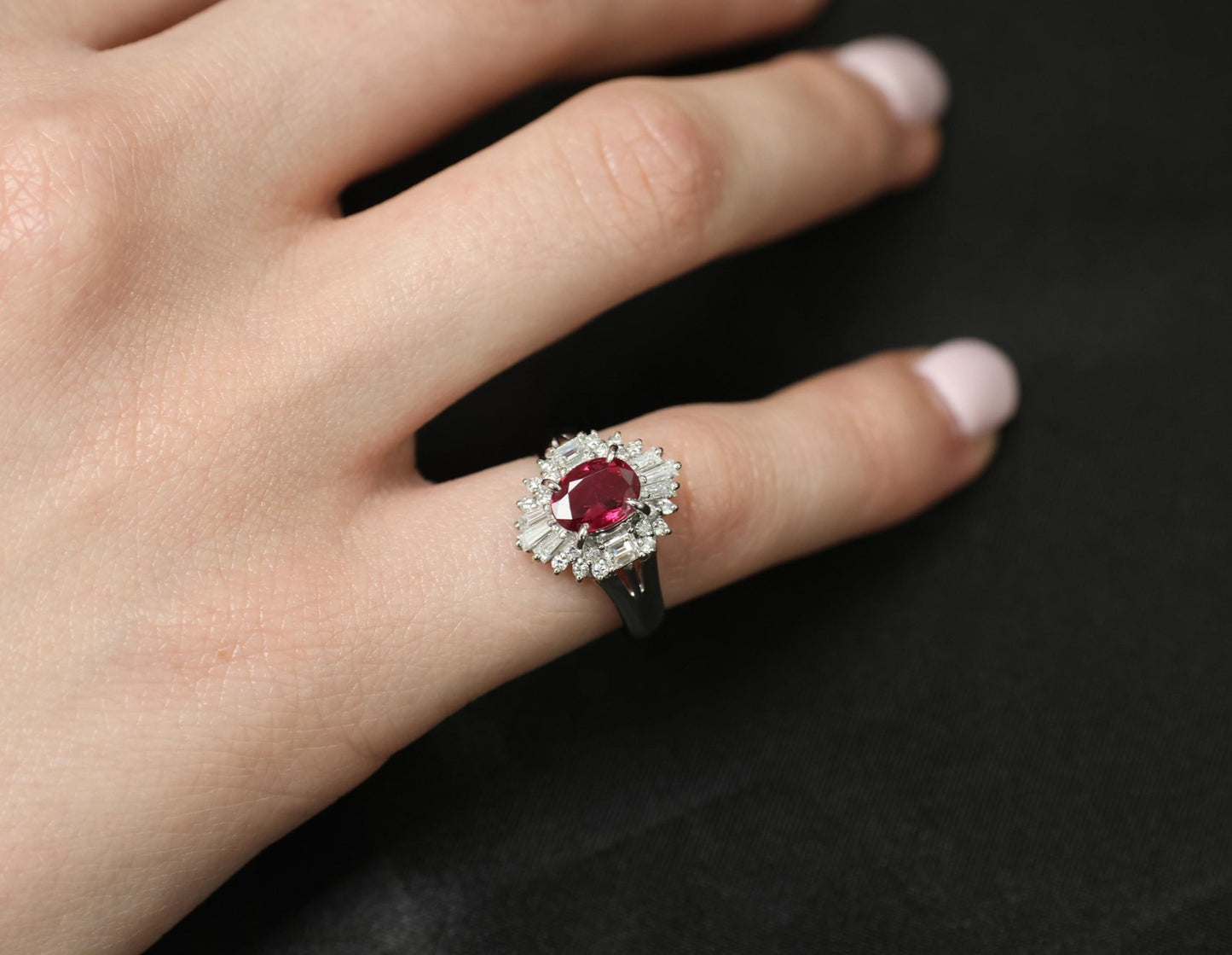 1.22ct Oval Ruby & 0.54ct Diamond Ring — GIA Certified, Platinum