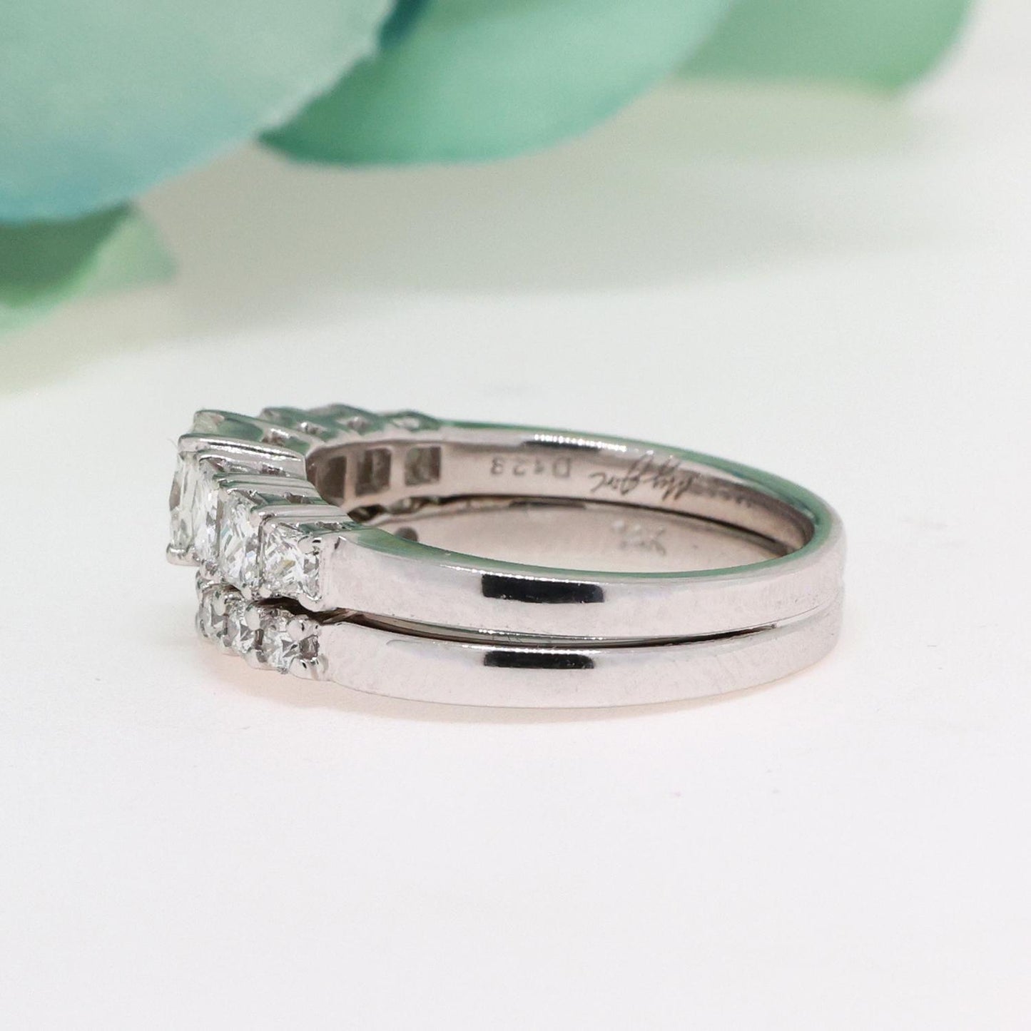 0.47ct Princess Diamond Wedding Ring Set — GIA Certified, 14k & 18k White Gold