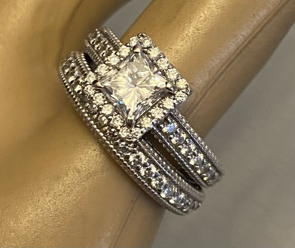 1.7ct Princess Cut Diamond Wedding Set — GIA Certified, 14k White Gold
