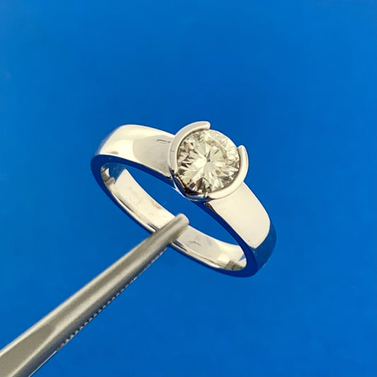 0.62ct Round Brilliant Diamond Engagement Ring — GIA Certified, 14k White Gold