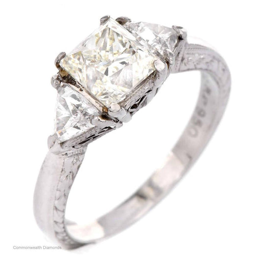 1.31ct Rectangular Modified Brilliant Diamond 3-Stone Ring — GIA Certified, Platinum