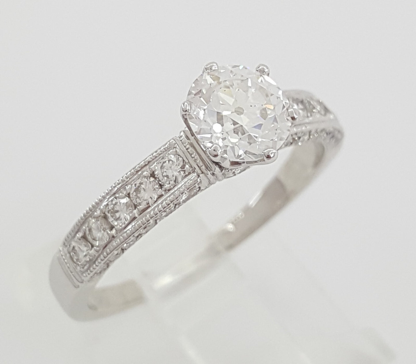 0.91ct Old European Brilliant Diamond Solitaire Ring — GIA Certified, 14k White Gold