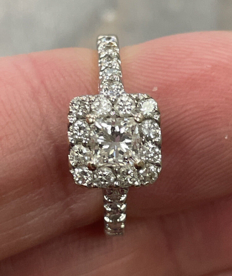 0.45ct Square Modified Brilliant Diamond Ring — GIA Certified, 18k White Gold
