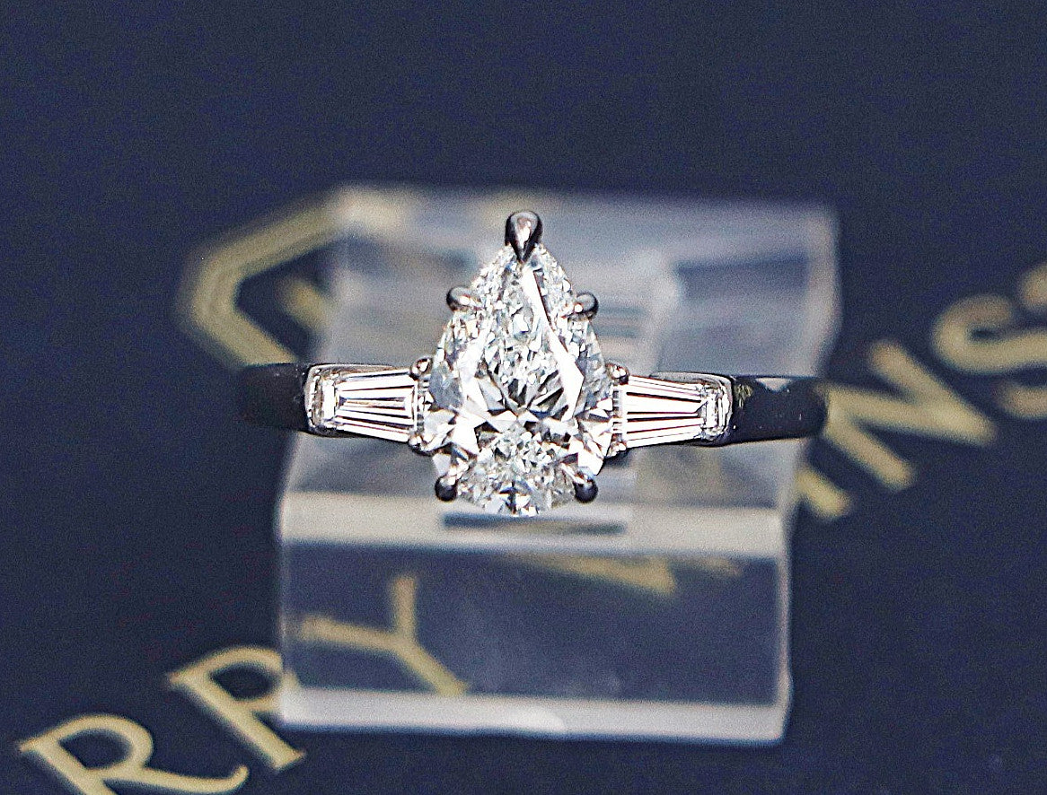 1.29ct Pear Brilliant Diamond Solitaire Ring — GIA Certified, Platinum