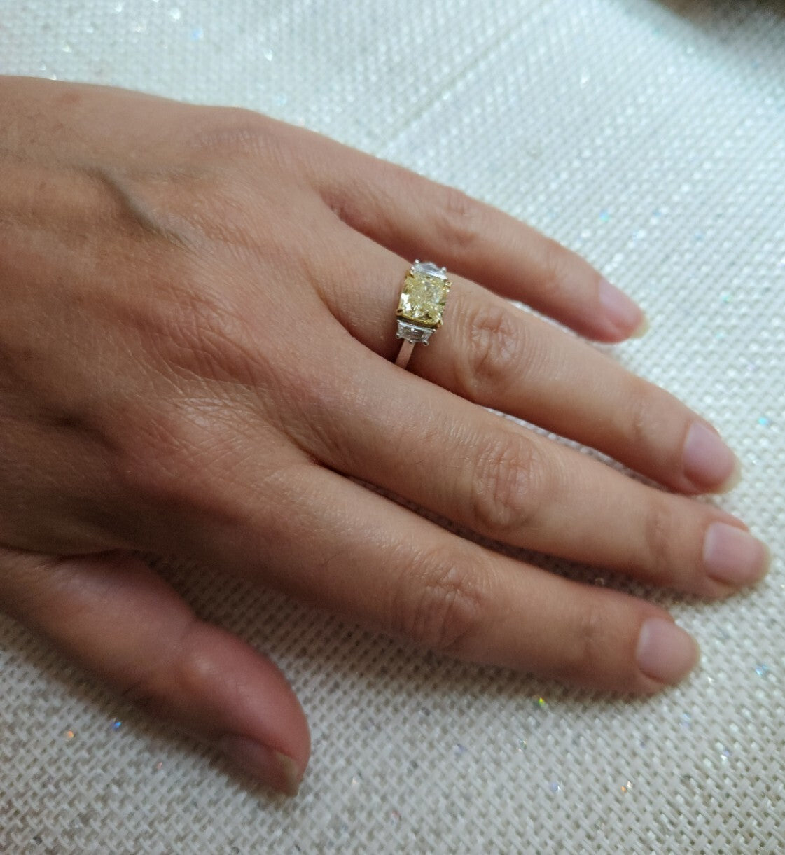 2.01ct Cushion Modified Brilliant Fancy Light Yellow Diamond Engagement Ring — GIA Certified, 18K White & Yellow Gold