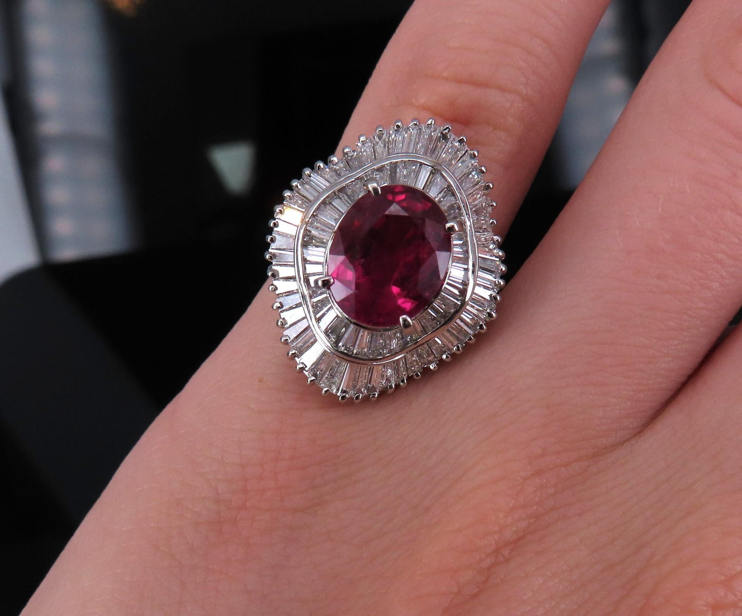 3.04ct Oval Ruby & 1.64ct Diamond Ring — GIA Certified, Platinum