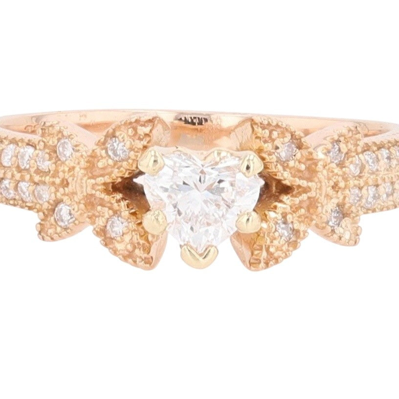 0.45ct Heart Diamond Engagement Ring with Accents — GIA Certified, 18k Rose Gold