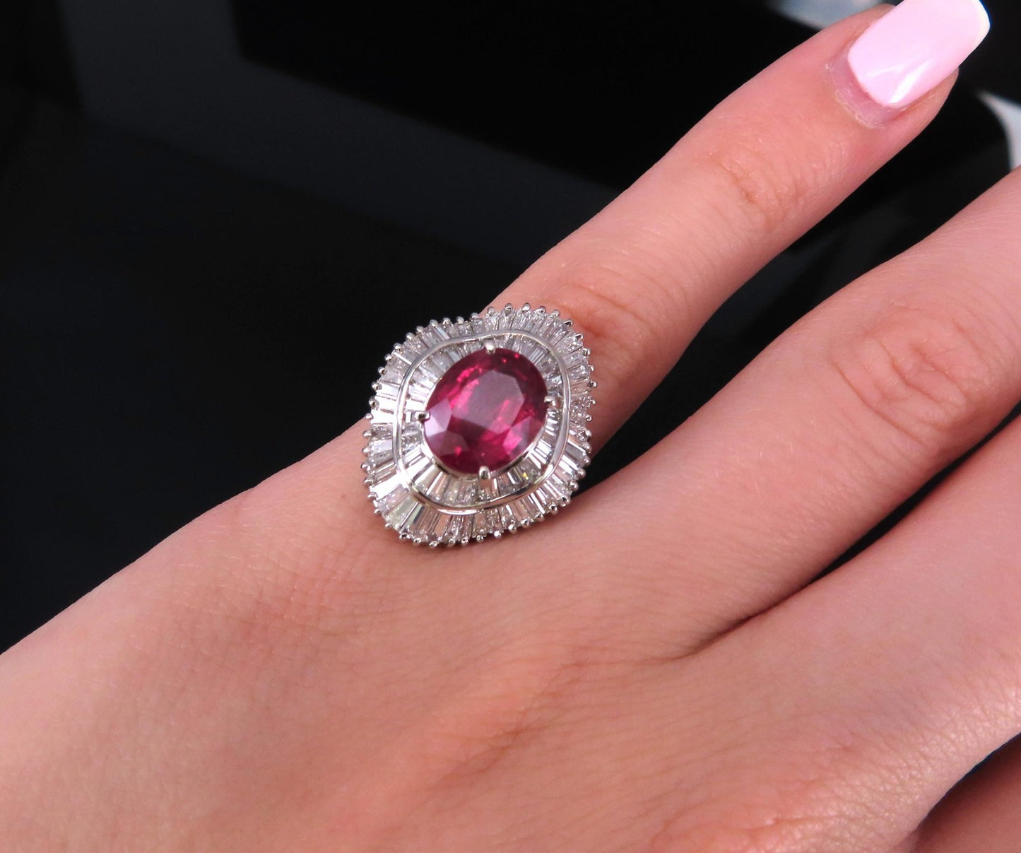 3.04ct Oval Ruby & 1.64ct Diamond Ring — GIA Certified, Platinum