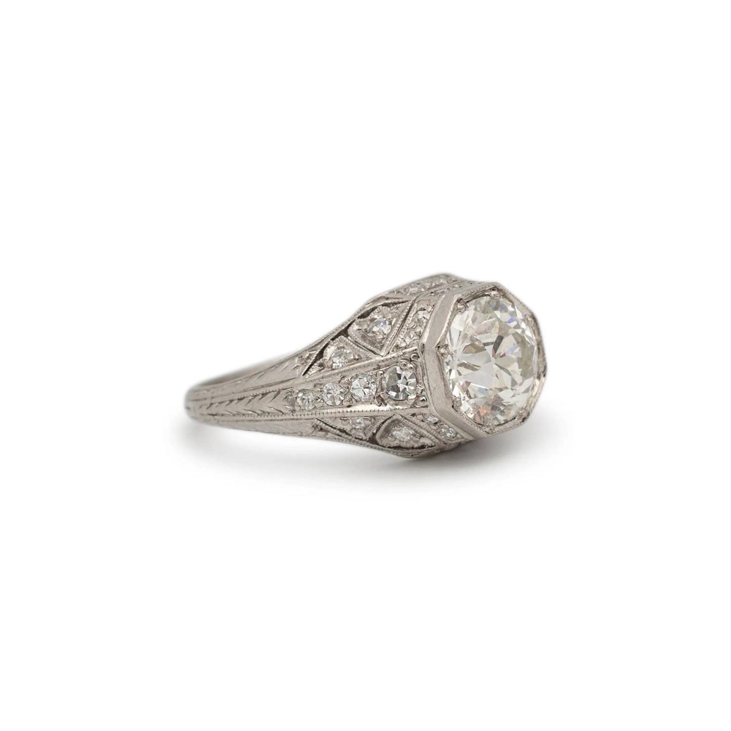 1.71ct Princess Diamond Milgrain Engagement Ring — GIA Certified, 14k White Gold