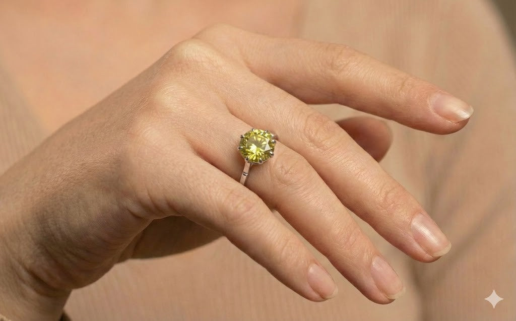 3.95ct Round Brilliant Natural Deep Yellow Diamond Ring — GIA Certified, Platinum